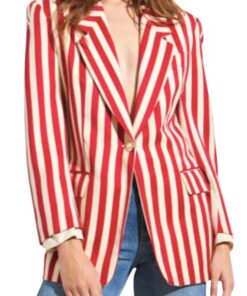 Emily In Paris S04 Emily Cooper Red & White Striped Blazer
